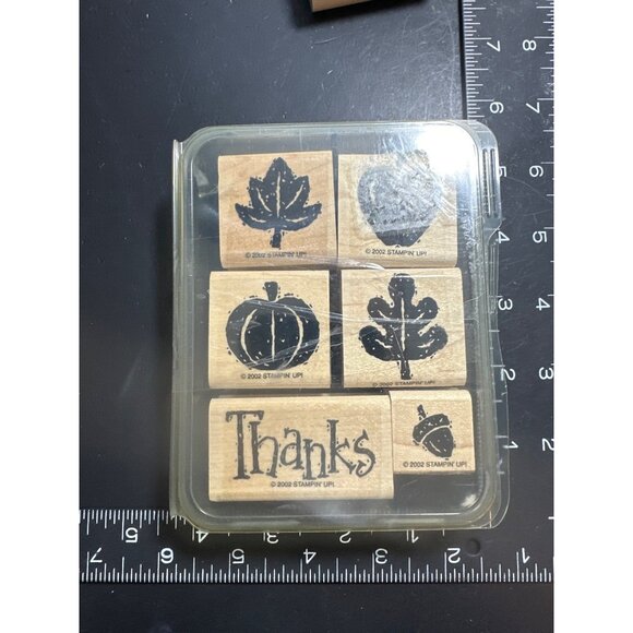 Stampin Up! 2002 Fall Fun Autumn Themed Rubber Wooden Stamp Set - Picture 3 of 3